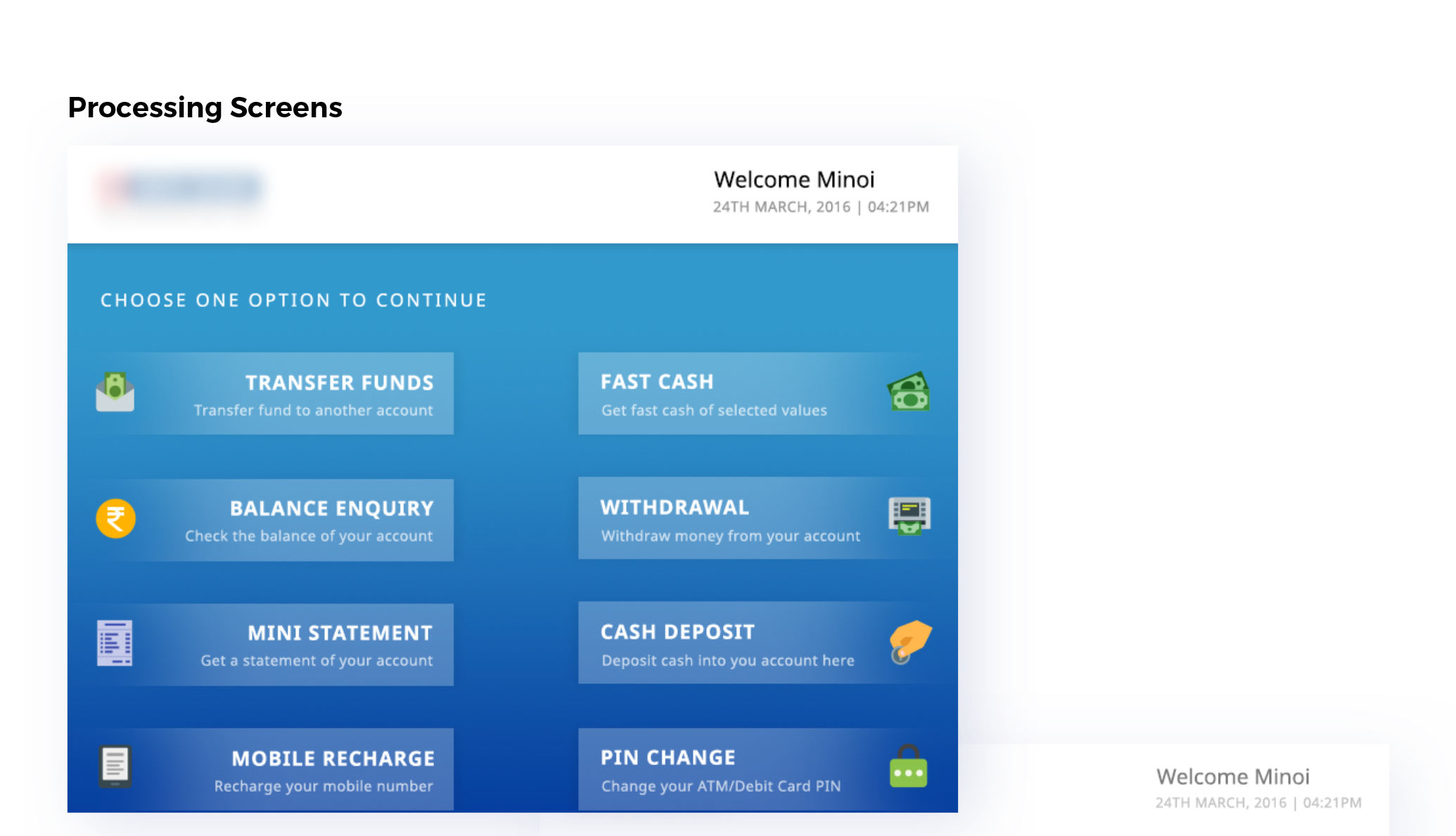 ATM Menu Page Screen - Yellowchalk